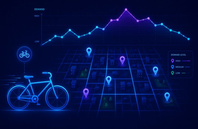 Illustration for the bike-share demand forecasting project, showing hourly demand predictions with SHAP explainability