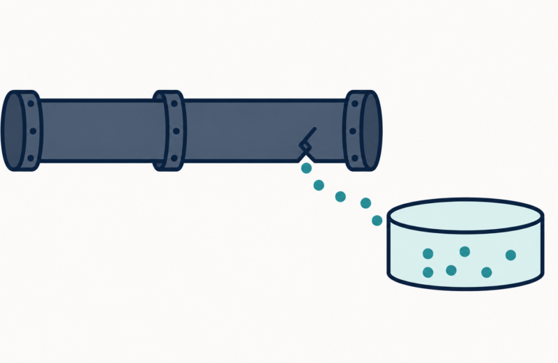 Illustration of a leaking pipe representing data leakage between training and test sets in machine learning