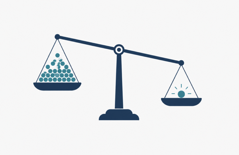 Illustration of an unbalanced scale representing majority and minority classes in imbalanced machine learning datasets