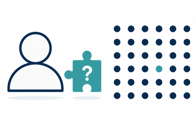 Illustration of a new user icon with no data, representing the cold start problem in recommender systems