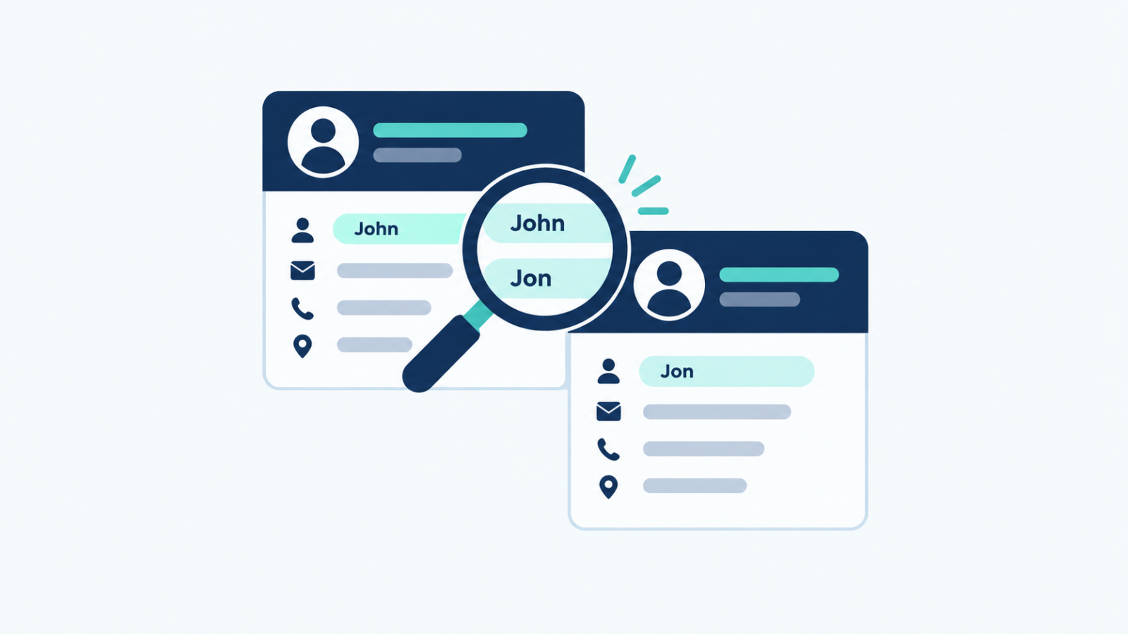 Illustration of two near-duplicate data records being compared and matched