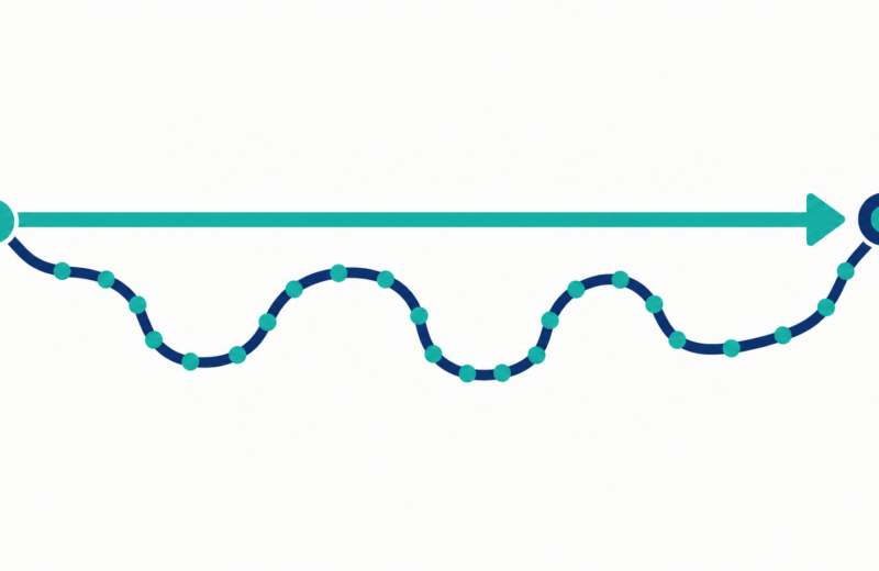 Illustration comparing a slow step-by-step loop path against a fast vectorized operation covering the same ground
